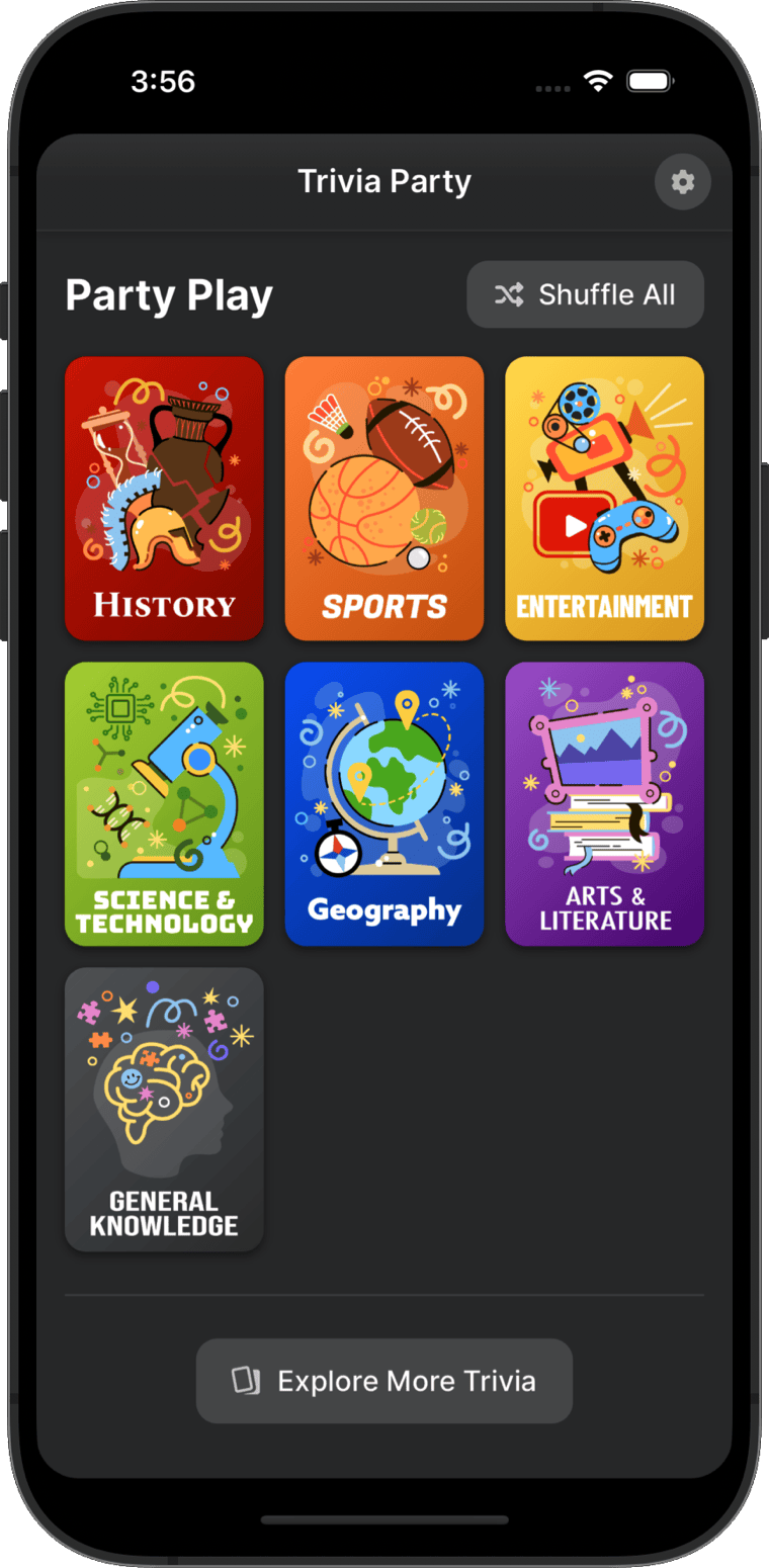 Screenshot of Trivia Party on an iPhone